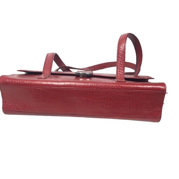 Alfani Purse Womens Red Emilia Buckle Crocodile Embossed Leather Retro 90's - Picture 9 of 15